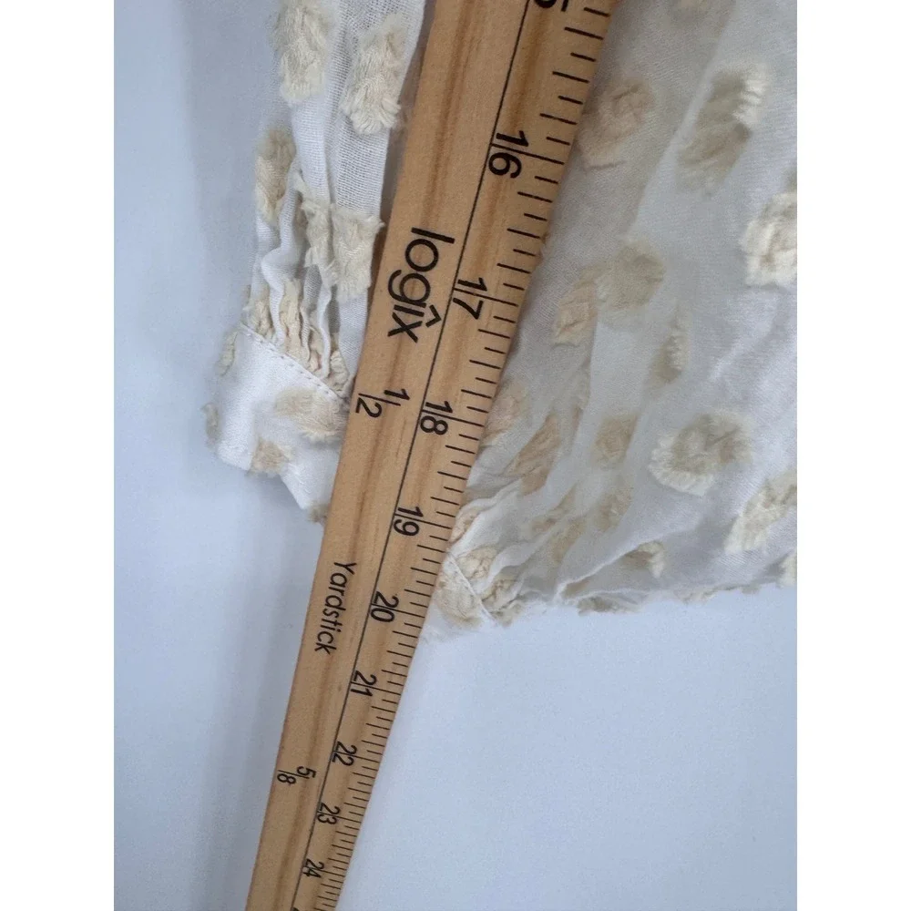 Pilcro Anthropologie Tavi Shirt Women S Cream Textured Boho Peasant Cottage